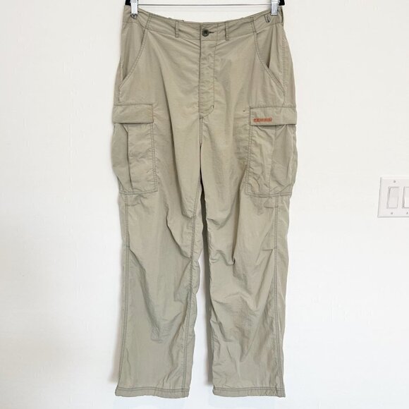 Vintage Abercrombie Cargo Straight Leg Nylon Pants Tan Beige Gorpcore Vtg Large - Picture 1 of 9